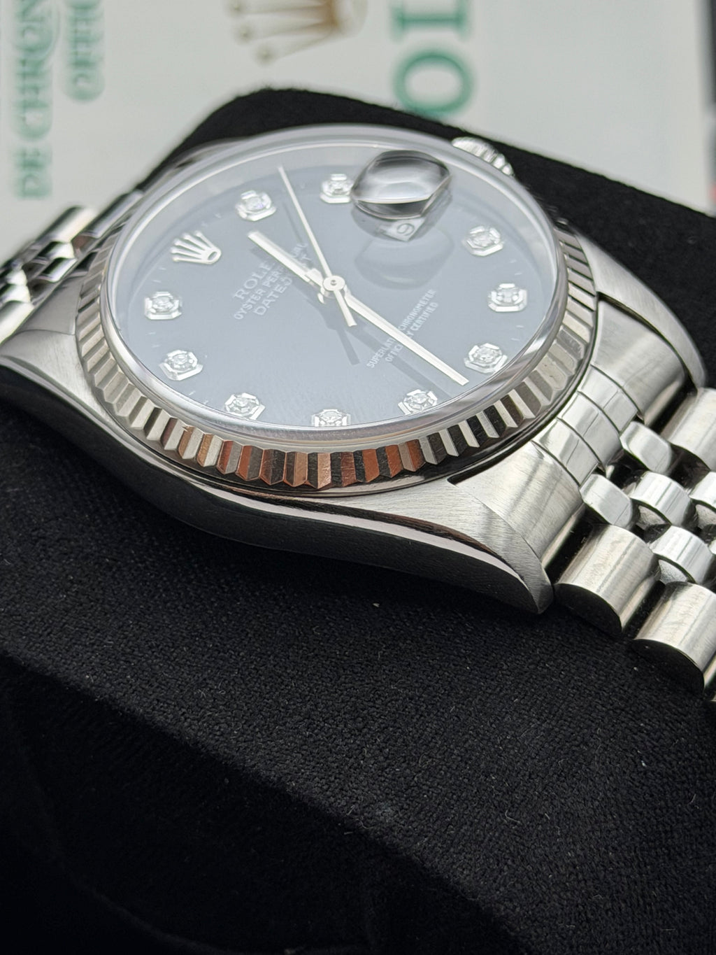 Rolex Datejust 16234 del 1998 quadrante NERO indici brillanti scatola e garanzia!