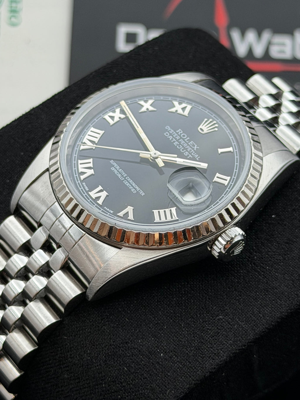 Rolex Datejust 16234 del 1999 quadrante NERO indici romani scatola e garanzia!