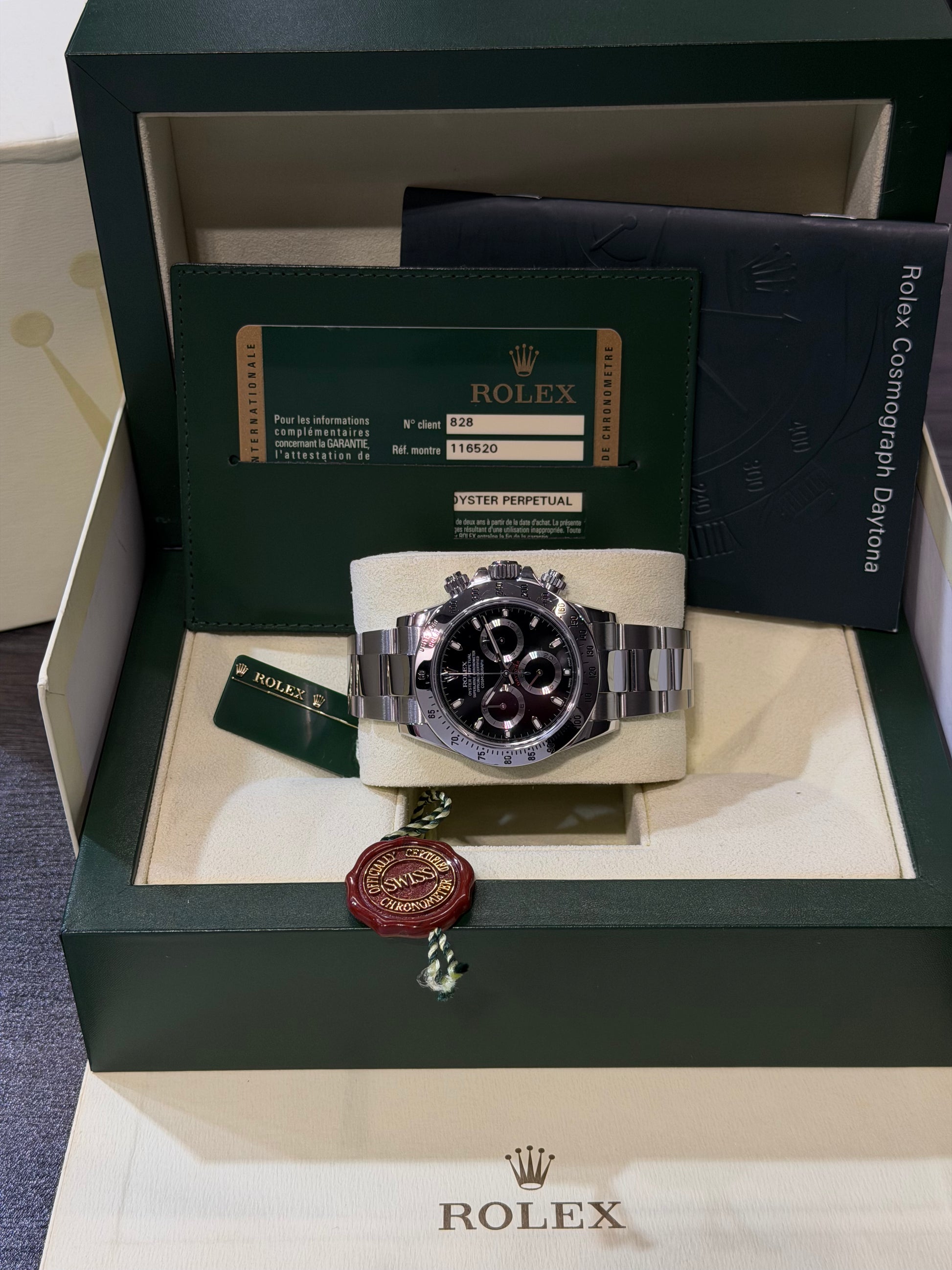 Rolex Daytona 116520 nero del 2012 chiusura lunga Full Set