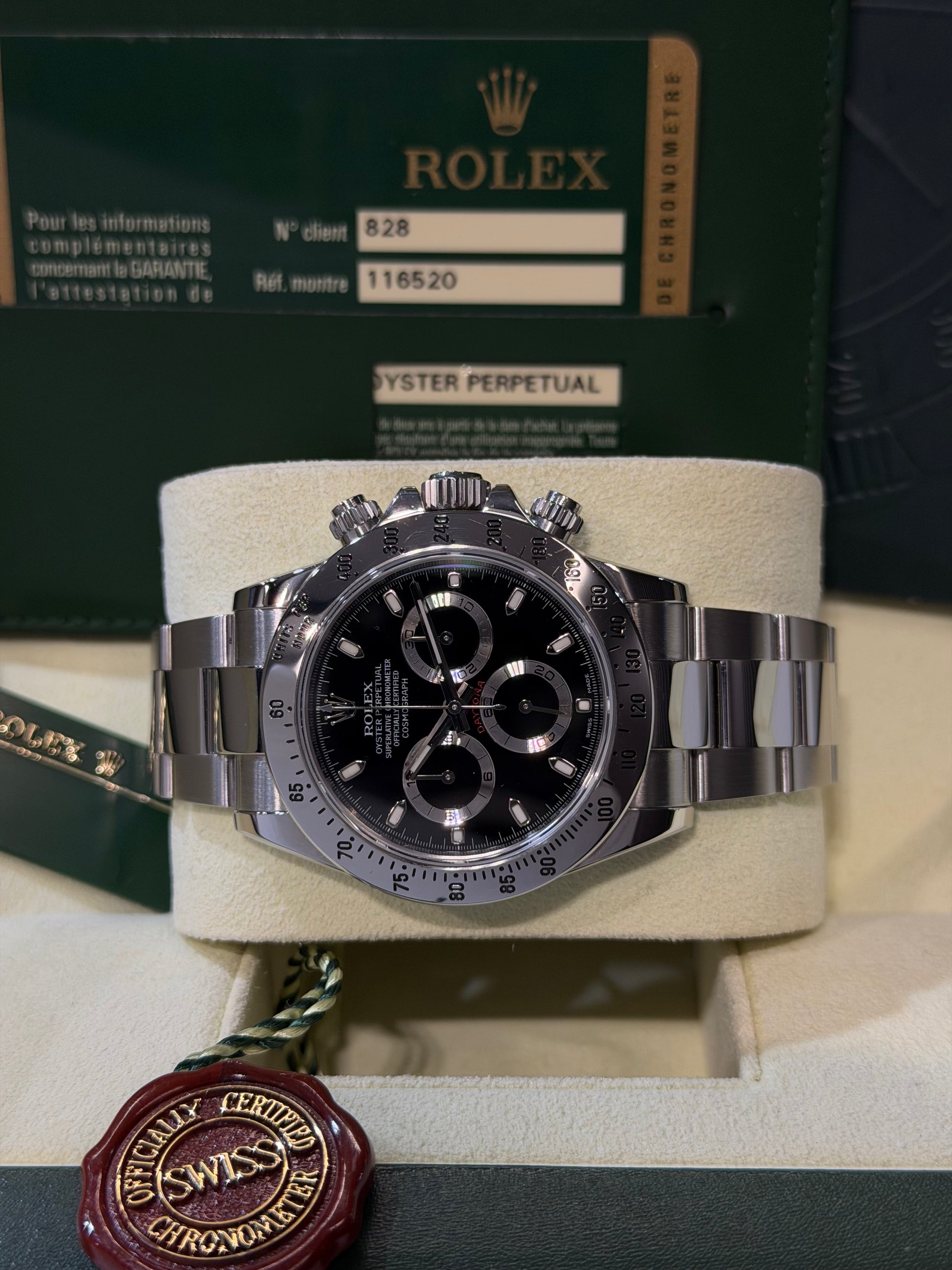 Rolex Daytona 116520 nero del 2012 chiusura lunga Full Set