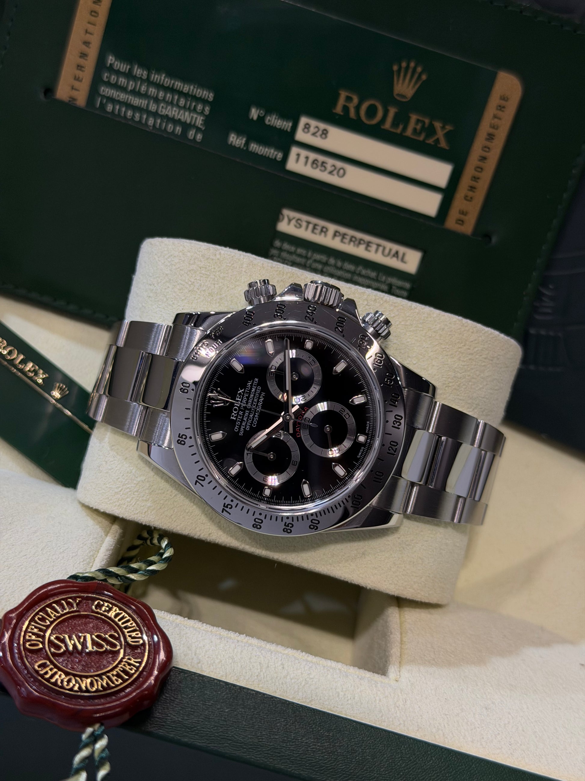 Rolex Daytona 116520 nero del 2012 chiusura lunga Full Set