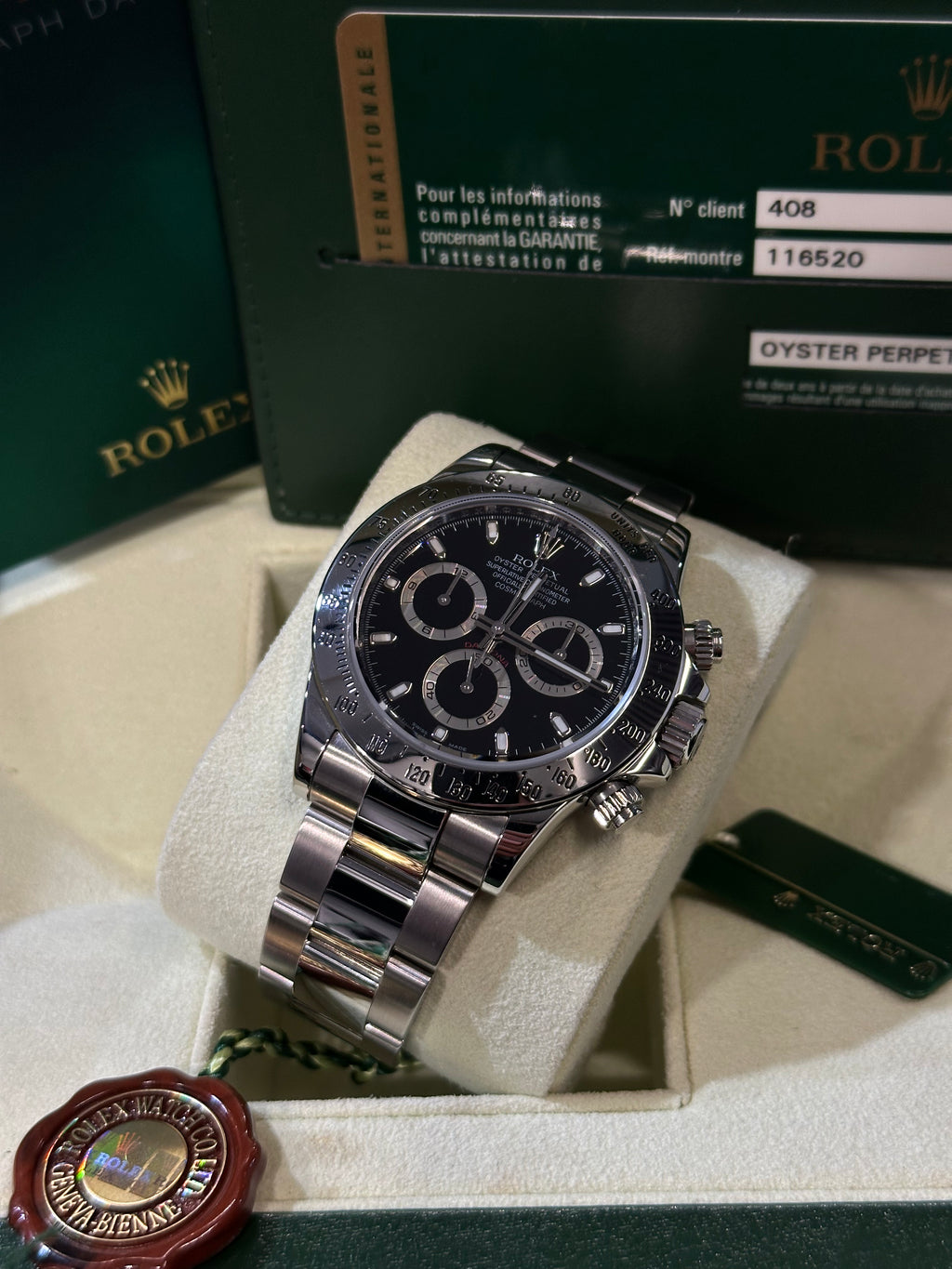 Rolex Daytona 116520 nero del 2011 chiusura lunga Full Set
