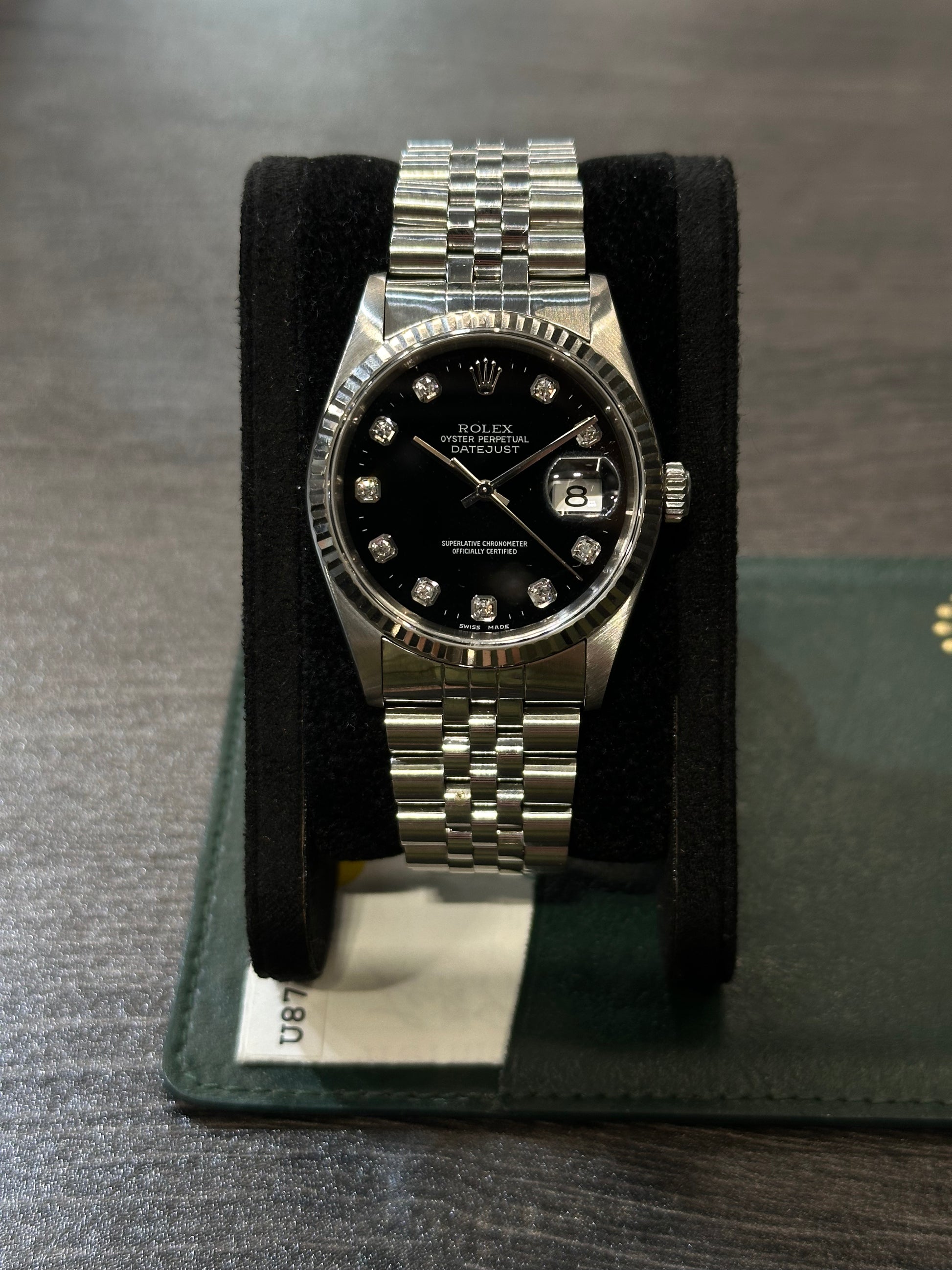 Rolex Datejust 16234 del 1998 quadrante NERO indici brillanti scatola e garanzia!