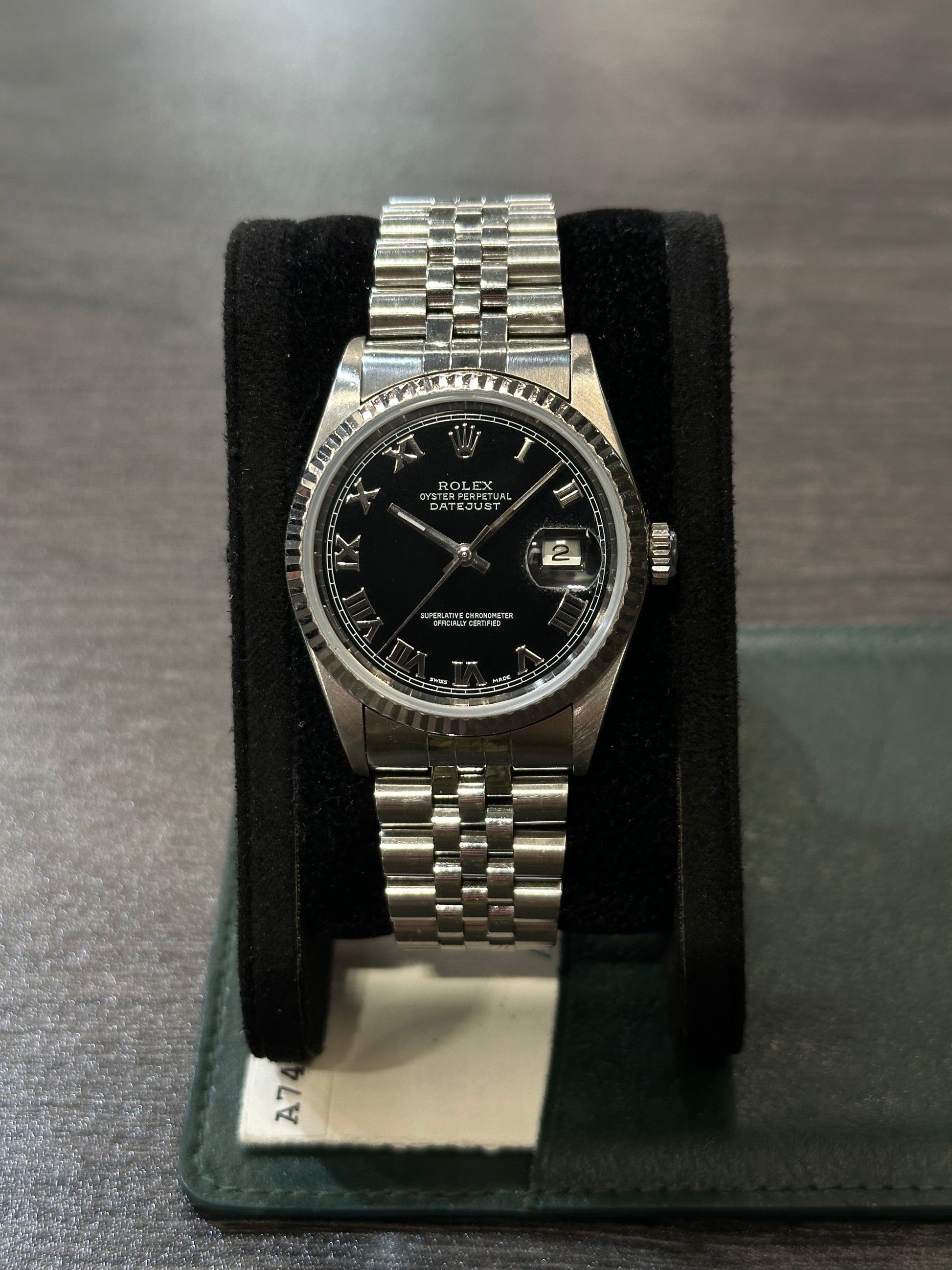 Rolex Datejust 16234 del 1999 quadrante NERO indici romani scatola e garanzia!
