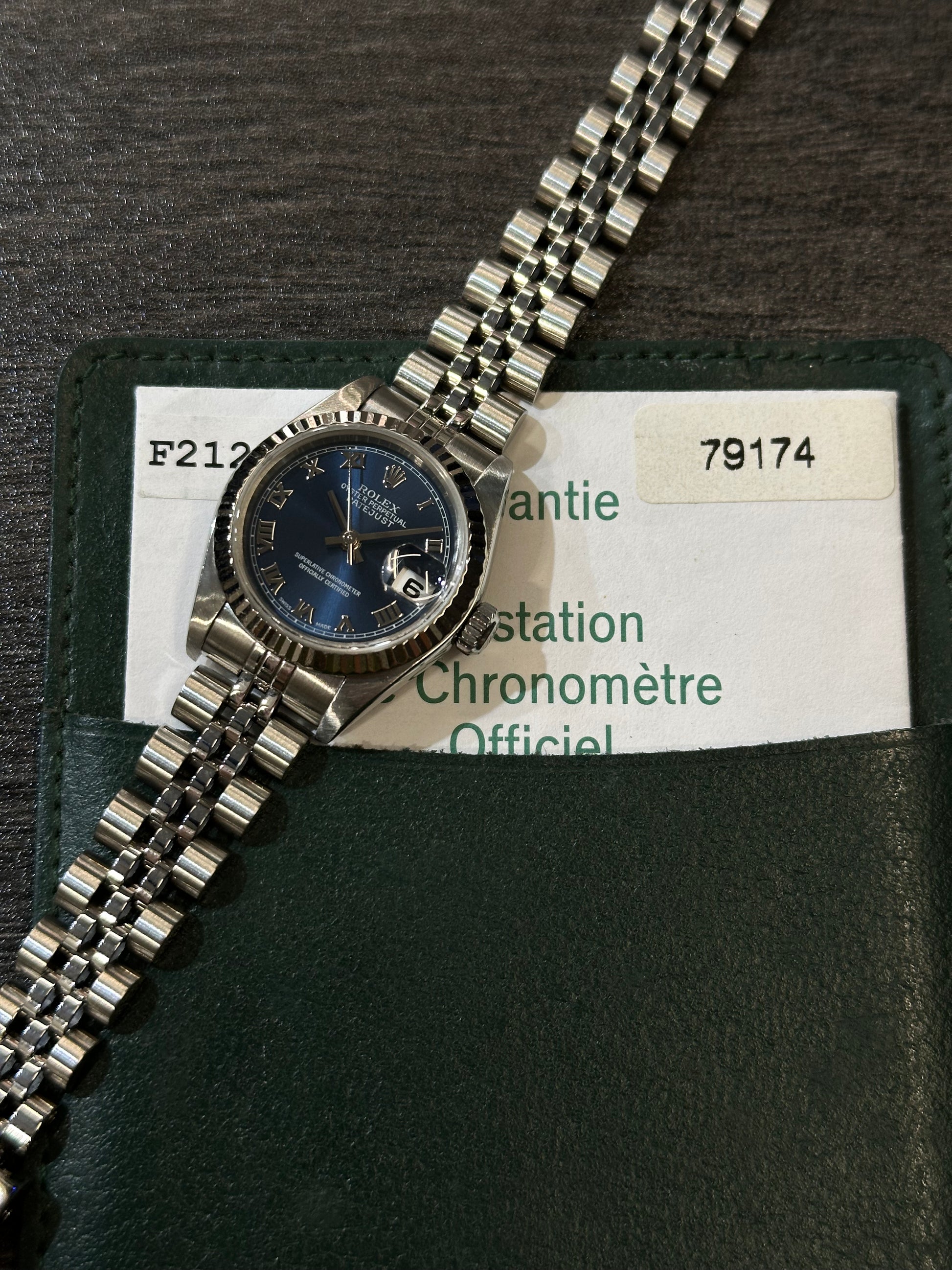 Rolex Datejust 79174 26mm Jubilee del 2004 blu scatola e garanzia!