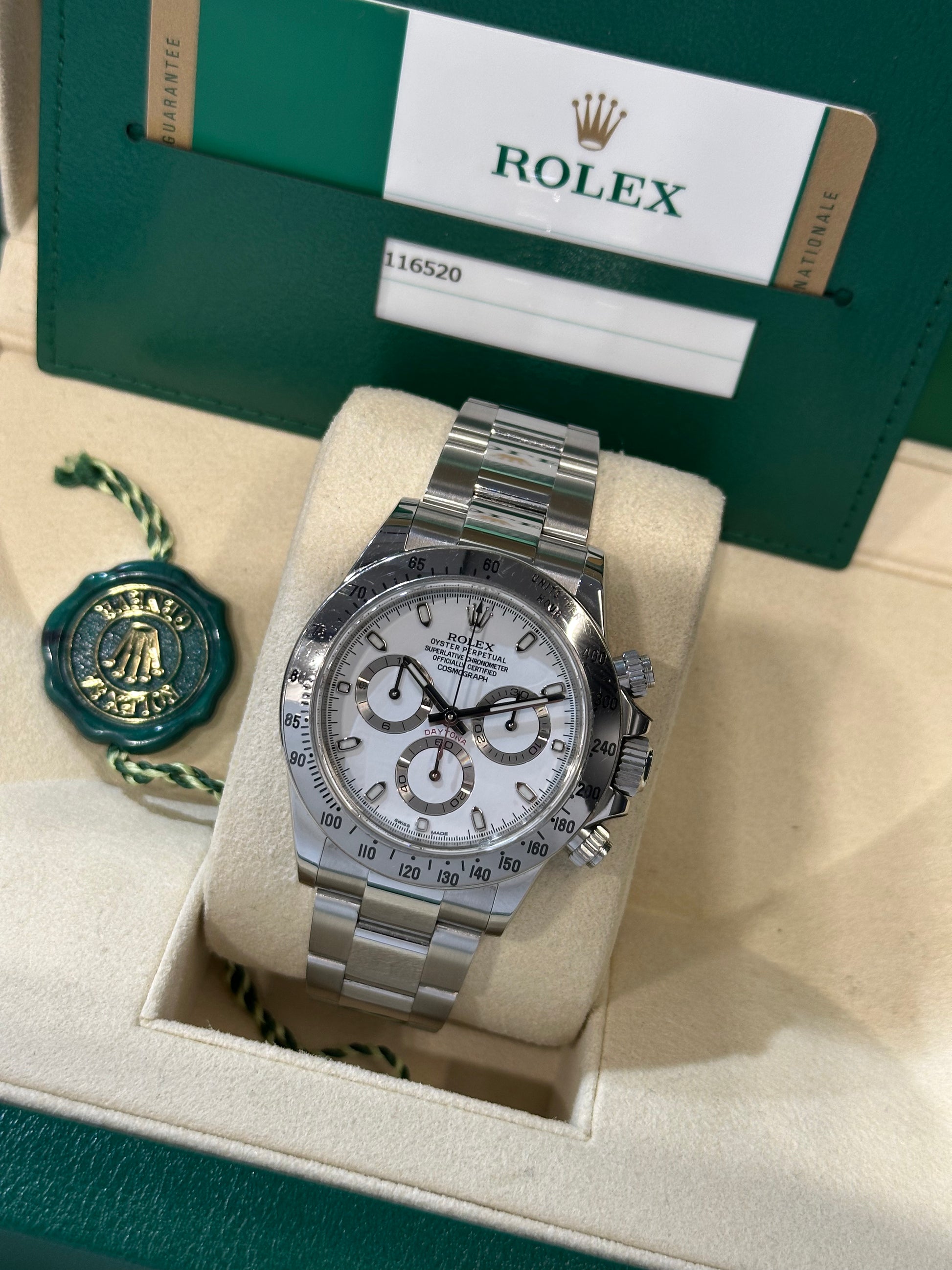 Rolex Daytona 116520 bianco del 2016 Chromalight "APH" Full Set