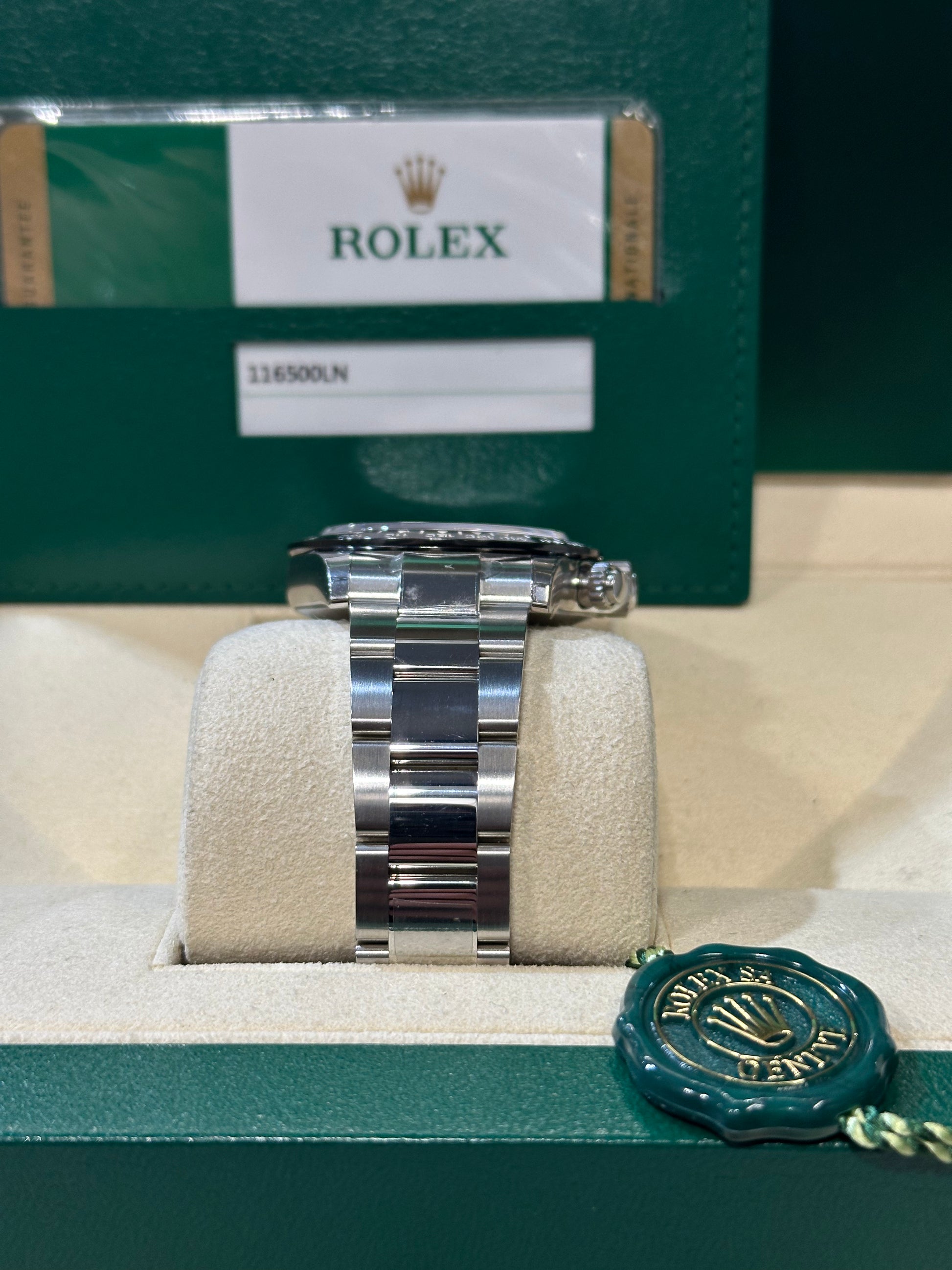 Rolex Daytona 116500 NOS quadrante nero del 2020 FULL SET e FULL PELLICOLE con QR laterale