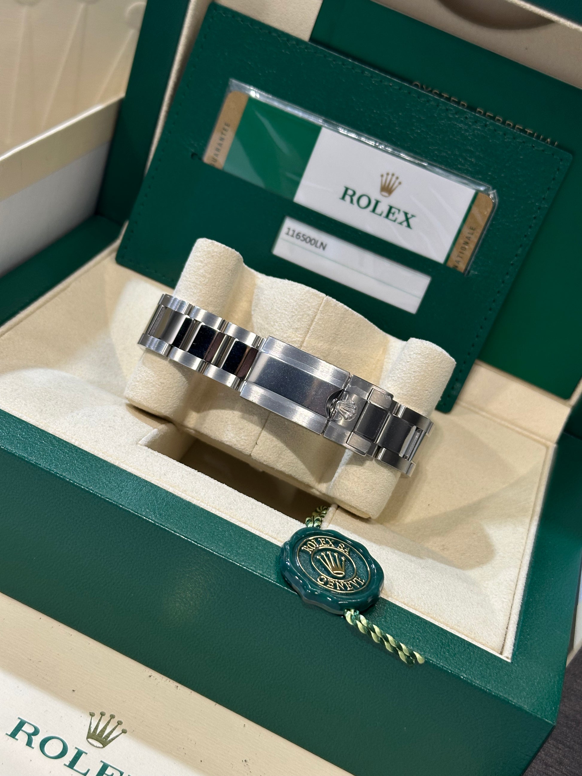 Rolex Daytona 116500 NOS quadrante nero del 2020 FULL SET e FULL PELLICOLE con QR laterale