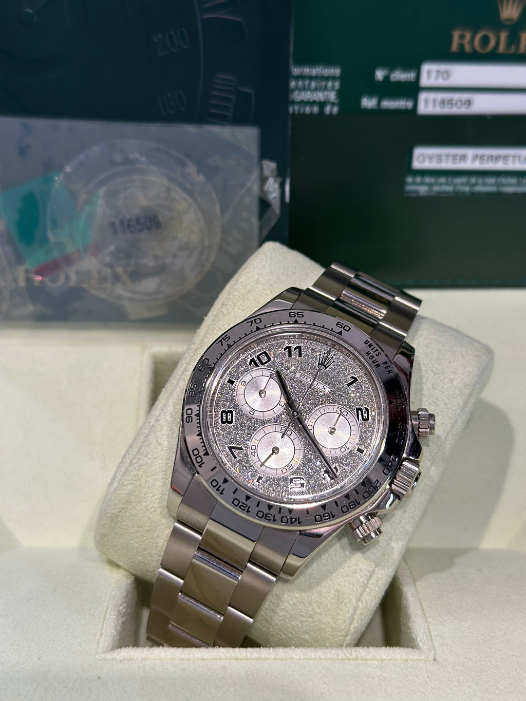Rolex Daytona 116509ZEA seriale Z oro bianco mai lucidato + tutte le pellicole